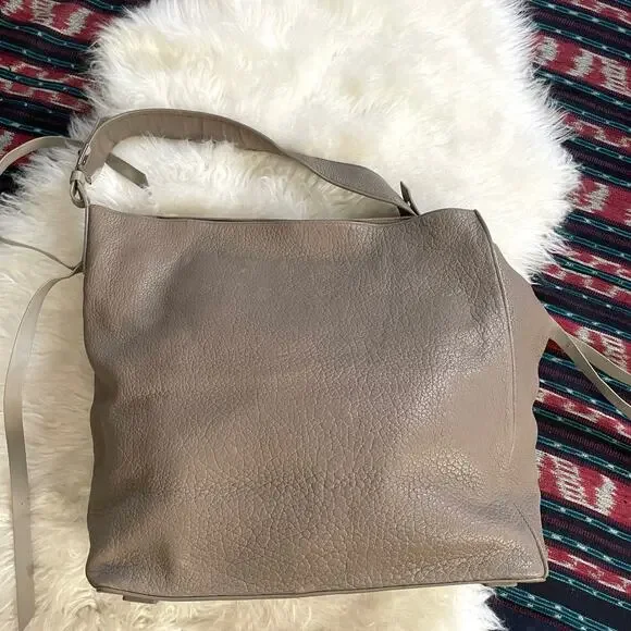 All Saints Taupe Leather Hobo Bag Shoulder Purse - Picture 3 of 15